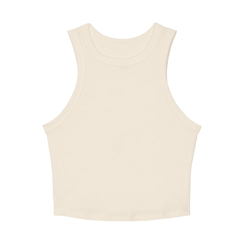 Women's Micro Rib Racer Tank Solid Natural Blend front